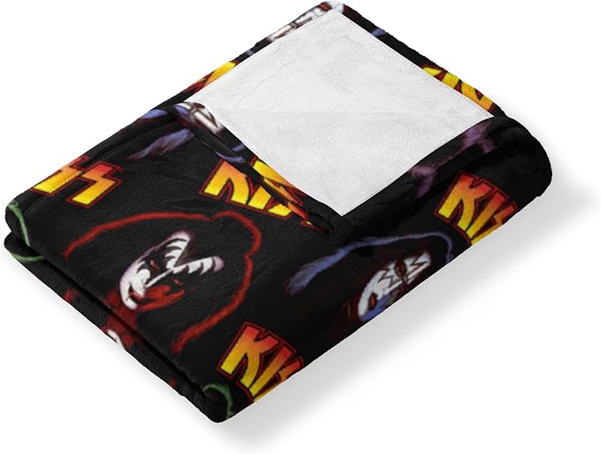 Northwest KISS Portraits Throw Blanket, Oversized Rock and Roll Silk Touch Throw 50x70, Ultra-Soft Lightweight Fleece, Rock Band Music Decor