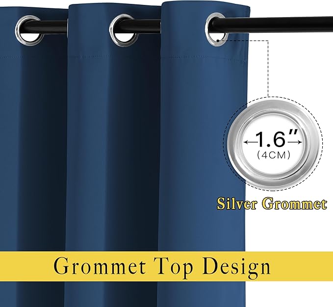 NICETOWN Blackout Sliding Door Curtains 84 inch Length 2 Panels - Thermal Insulated Solid Grommet Room Darkening Window Treatments for Bedroom/French Door (Moroccan Blue, 2 Panels, W66 x L84)