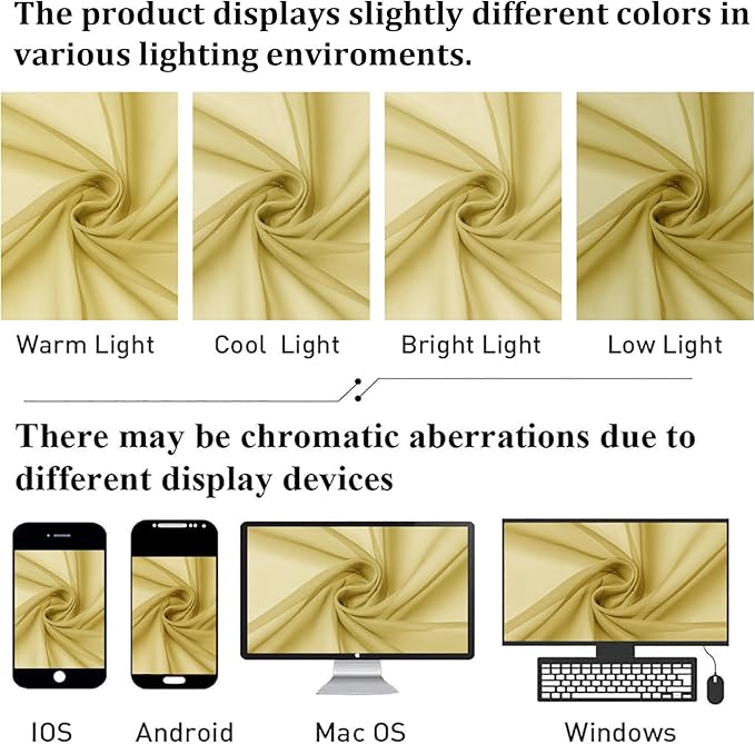 Lecloud Yellow Sheer Curtains 63 Inch Length 2 Panels, Light Filtering Voile - Image 6