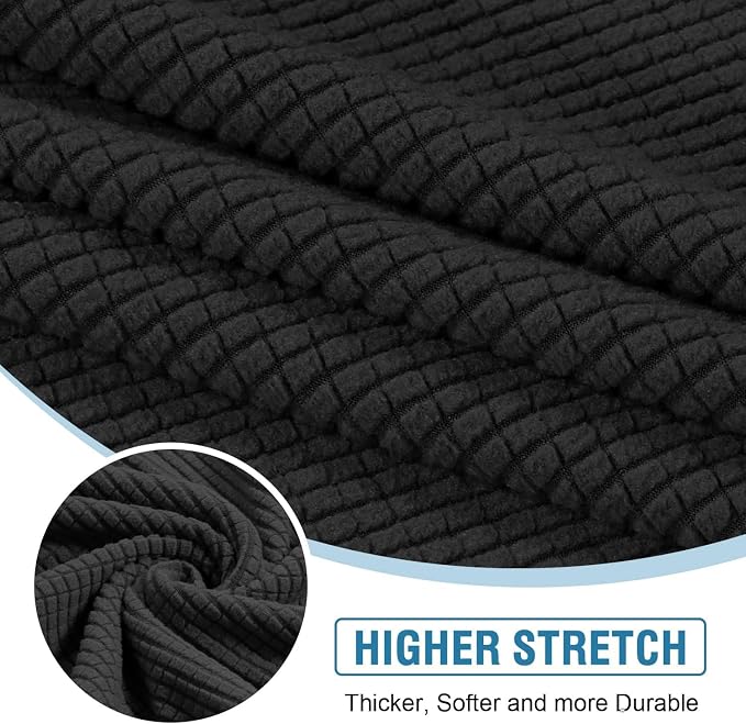 H.VERSAILTEX Backrest Cushion Covers Sectional Couch Back Cushion Covers for Sectional Sofa Set for Both Left/Right Couch (Back Only: 1 Chaise + 2 Sofa, Black)