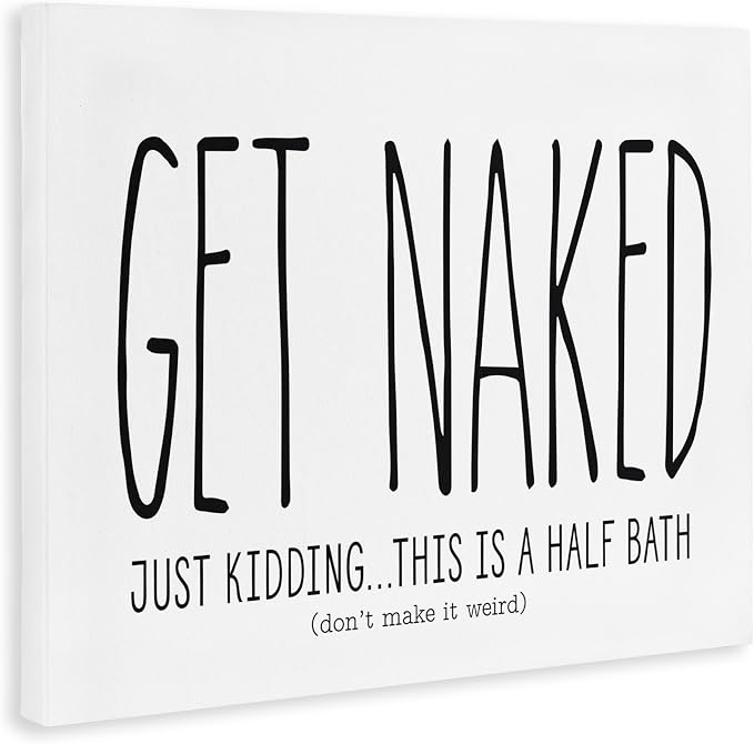 Stupell Industries Get Naked Funny Word Bathroom Black and White Design Decorative Wall Hangings, Multi-Color | Stupell Industries · By Lettered and Lined · Ready to hang · Clean novelty style for bathroom decor · Made in USA