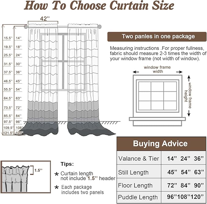 Chyhomenyc Light Grey Sheer Curtains 96 inches Long 2 Panels, Light Filtering Soft Airy Solid Elegant Voile Window Treatment Drapes for Bedroom Living Room Wedding Party Decor, 42 Wx96 L, 8FT L