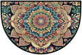 Mandala Rainbow Half Moon Rug Mandala Flower Rainbow Ethnic Half Round Door Mat Washable Half Circle Area Rugs Indoor Entrance Non Slip Semi Circle Bathroom Rugs Floor Carpet for Kithen Bedroom Decor