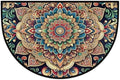 Ethnic Mandala Half Round Rug Half Moon Door Mat Half Circle Rugs | Flowers Washable Non-Slip Semi Circle Rug Welcome Half Round Door Mat Indoor Entrance Kitchen Bedroom Living Room Decor