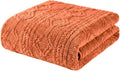 Superior Fleece Boho Jacquard Blanket, Decorative Blankets for Bedroom, Sofa, Fuzzy, Plush, Fluffy, Soft, Cute Room Decor, Beautiful Cover, Comfort Essentials, Arctic Collection, King, Dusty Orange