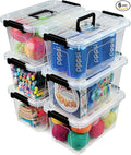 EOENVIVS Plastic Storage Bins with Lids 6 Pack Storage Organizer, 7 Quart Stackable Storage Boxes with Buckle Lids and Handle easy for Home Office Pantry Organization, Clear
