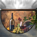 Half Round Doormat Grapes Wine Fruit Non Slip Half Circle Area Rugs Indoor Washable Half Moon Rug Semi Circle Bathroom Runner Mat Entrance Floor Carpet for Kithen Bedroom Fireplace Decor