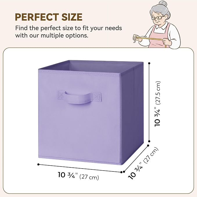GRANNY SAYS Cube Storage Bins, 11 Inch Cube Storage Organizer, Fabric Collapsible Storage Bins, Storage Cubes for Shelves, Closet, Lavender Purple, 8-Pack