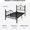 SHA CERLIN Twin Size Metal Bed Frame with Butterfly Headboard, Black | Metal Platform Bed for Kids, Wrought Iron-Art Headboard/Footboard, Under-Bed Storage, No Box Spring Needed, Easy Assembly