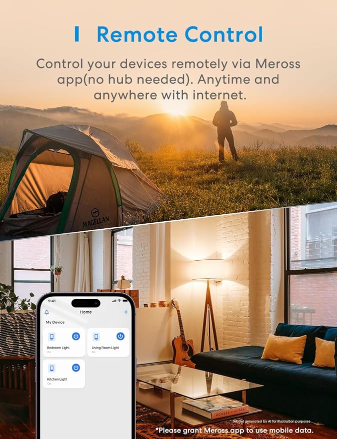 meross 4 Pack 3 Way Smart Switch Smart Light Switch Supports Apple HomeKit, Siri, Alexa, Google Assistant & SmartThings, Wall Switch Neutral Wire Required, Remote Control Timer