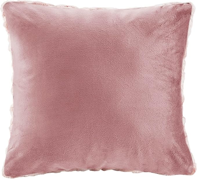 Comfort Spaces Ruched Throw Set Faux Fur Blanket, 50 x 60, Blush Tie Dye | Ultra Soft, Cozy Warmth for Sofa or Bed, Plush, OEKO-TEX Certified