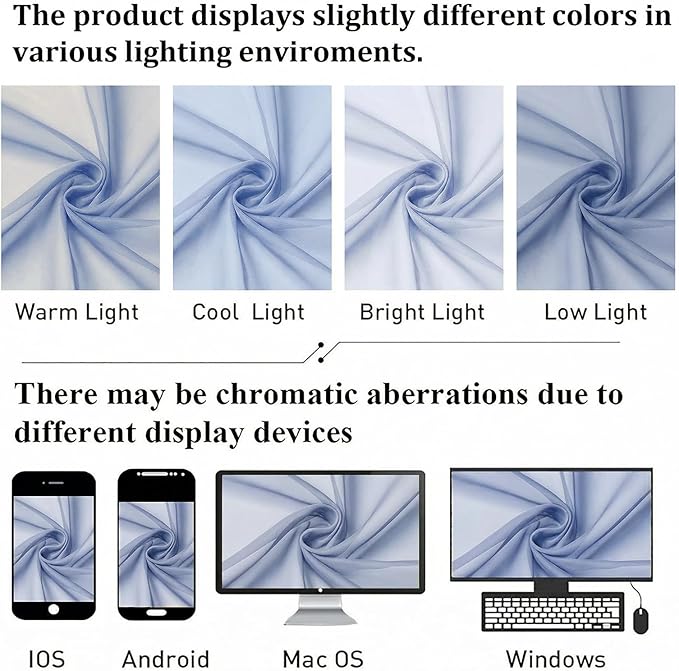 Lecloud Denim Blue Sheer Curtains 72 Inches Long 2 Panels, Rod Pocket Light - Image 7