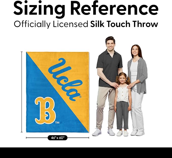 Northwest NCAA Silk Touch Throw Blanket, Ultra Soft Plush Polyester, Lightweight Warm Decorative Fan Gift, 46 x 60 in