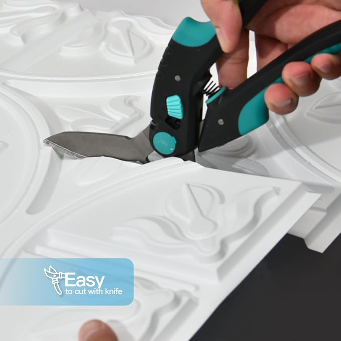 Art3d Drop Ceiling Tiles 24x24in. (12-Pack, 48 Sq.ft), Wainscoting Panels Glue Up 2ft x 2ft, White | PVC, Water Resistant, Shatterproof, Fade-Resistant, Compatible with Grid System, Versatile for Living Room, Bedroom & Office