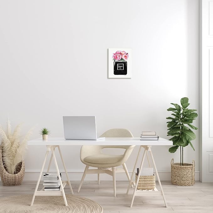 'Glam Perfume Bottle Flowers'| Wall Plaque Art | Stupell Industries | 10 x 15 Inches, Easy to Hang and Sturdy, Made in USA, by Amanda Greenwood