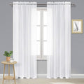 DWCN White Sheer Curtains 102 inches Long, Elegant Living Room Voile Window by DWCN