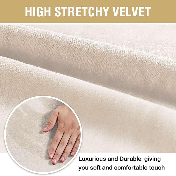 H.VERSAILTEX Dining Chair Covers Velvet Stretch Chair Covers for Dining Room Set of 2 Parson Chair Slipcovers Chair Protectors Covers Dining, Soft Thick Solid Velvet Fabric Washable, Ivory
