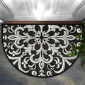 Mandala Boho Half Round Door Mat Non Slip Half Circle Rugs | Mandala Flower Washable Half Moon Rug Semi Circle Rugs Indoor Entrance Floor Carpet for Kithen Bedroom Fireplace Decor