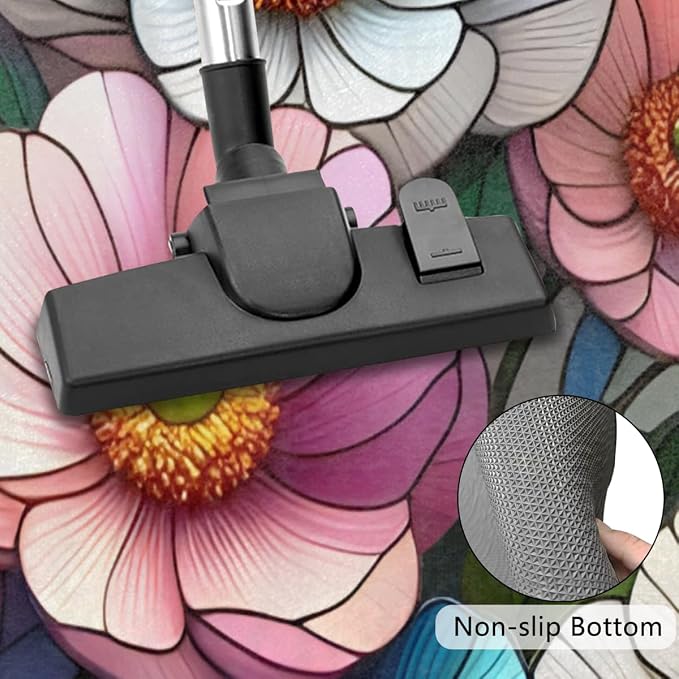 Flower Half Round Doormat Semi Circle Rug Half Moon Rug Entryway Mat | Spring Floral Washable Non Slip Outdoor Floor Rug Kitchen Mat for Indoor Outdoor Bathroom Fireplace Bath Decor