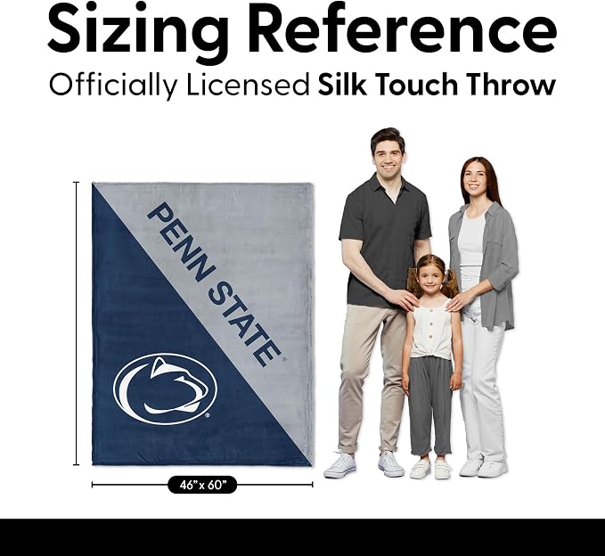 Northwest NCAA Silk Touch Throw Blanket, Ultra Soft Plush Polyester, Lightweight Warm Decorative Fan Gift, 46 x 60 in