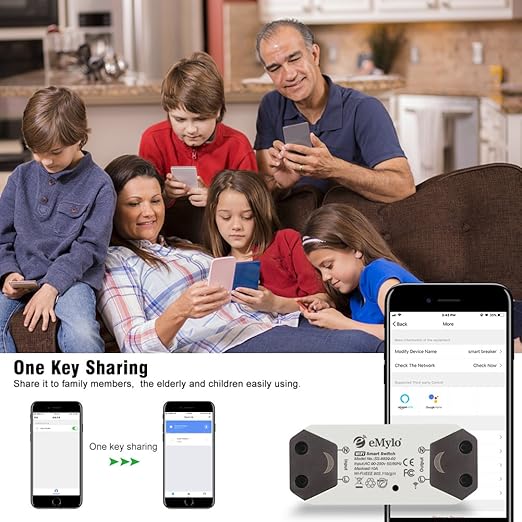 eMylo Smart WiFi Light Switch Wireless Relay Switch Module Remote Control Home Automation Timers Compatible with Alexa Echo Google Home iPhone Android App (6)