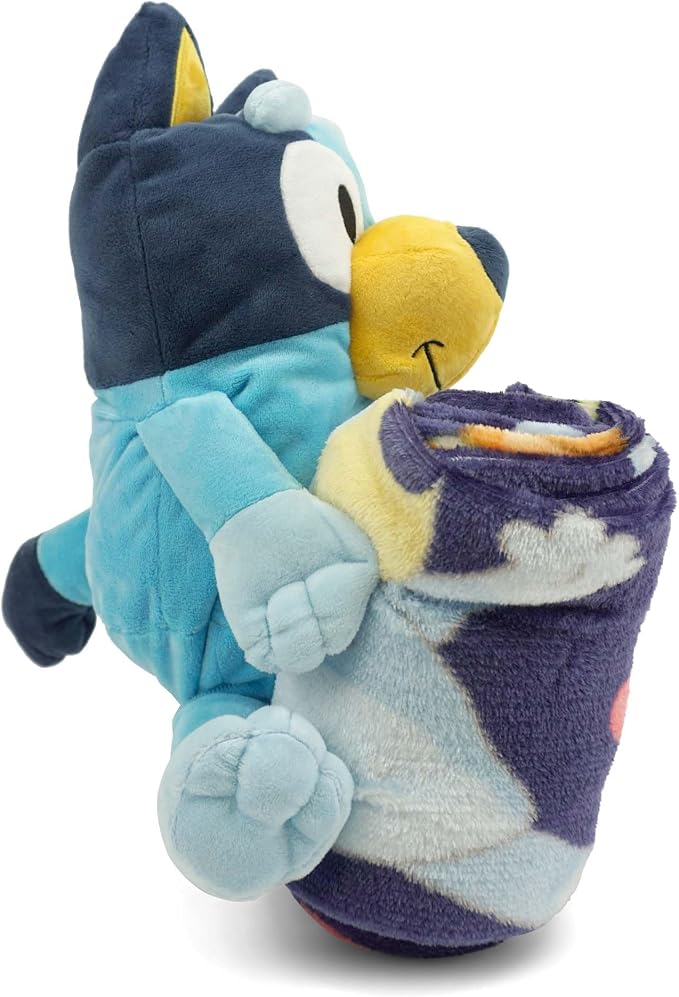 Northwest Bluey Character Hugger Pillow & Silk Touch Throw Blanket Set, 40" x 50", Hooray