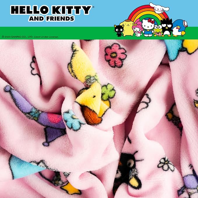 Sanrio Hello Kitty & Friends Cozy Blanket 62 in x 90 in – Soft Fluffy Plush Throw for Couch Or Bed, Collectible Gift (100% Officially Licensed Product) by Franco Collectibles®