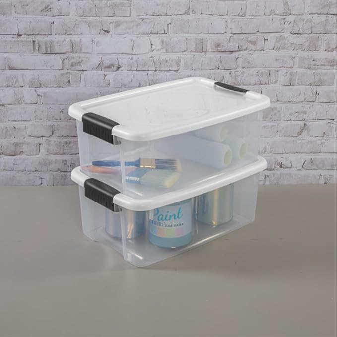 Sterilite Ultra Latch Box with Lids for Home and Office, 18 Quart, 12-Pack | Heavy-Duty and Stackable Plastic Containers with Latches for Closet, Cabinet, Bedroom, Bathroom and Dorm Room Organization