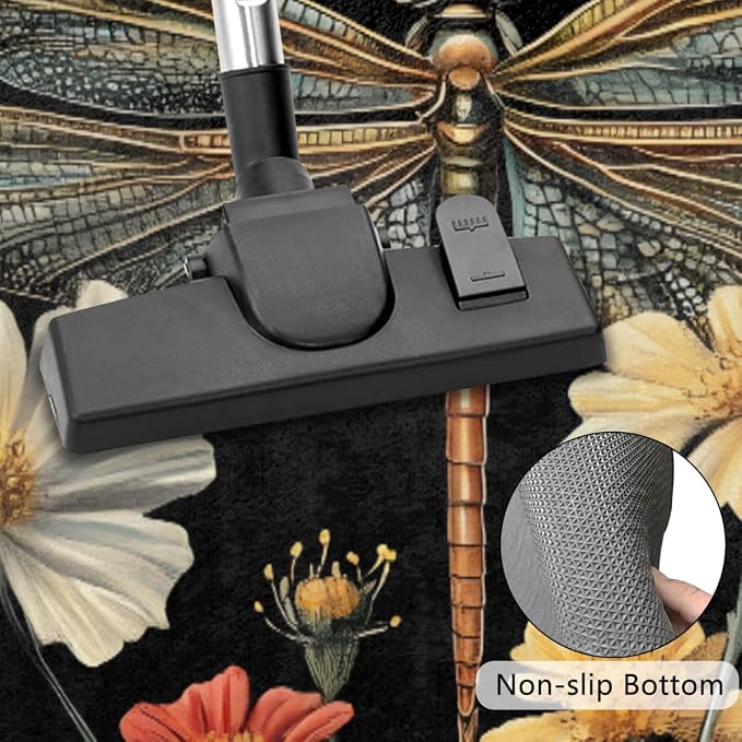 Dragonfly Half Round Door Mat Outdoor Doormat Bedroom Entrance Rug A12 | Dragonfly Flower Floral Semi Moon Door Mat Non-Slip Absorbent Kitchen Rug Indoor Welcome Bath Mat 36" X 24"