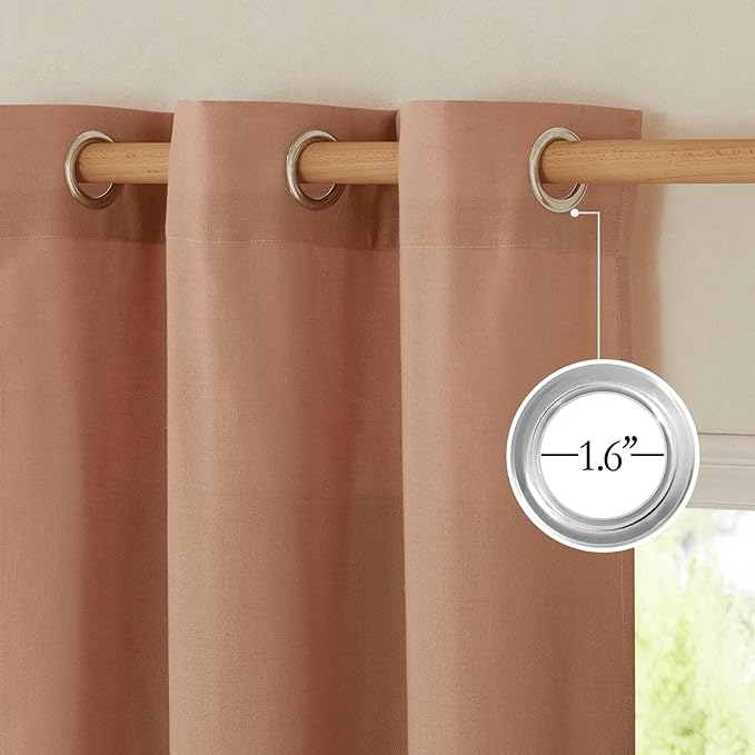 NICETOWN Rustic Linen 144 inch Long Curtains for Living Room, Grommet Privacy Added Thick Linen Weave with Light Filter Window Curtains & Drapes for Bedroom, Terracotta, W55 x L144, 2 Panels