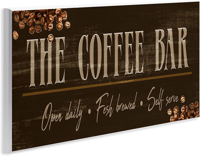 Stupell Industries 'Rustic Coffee Bar Sign'| Wall Plaque Art | Stupell Industries | 17 x 7 Inches, Easy to Hang and Sturdy, Made in USA, by Kim Allen