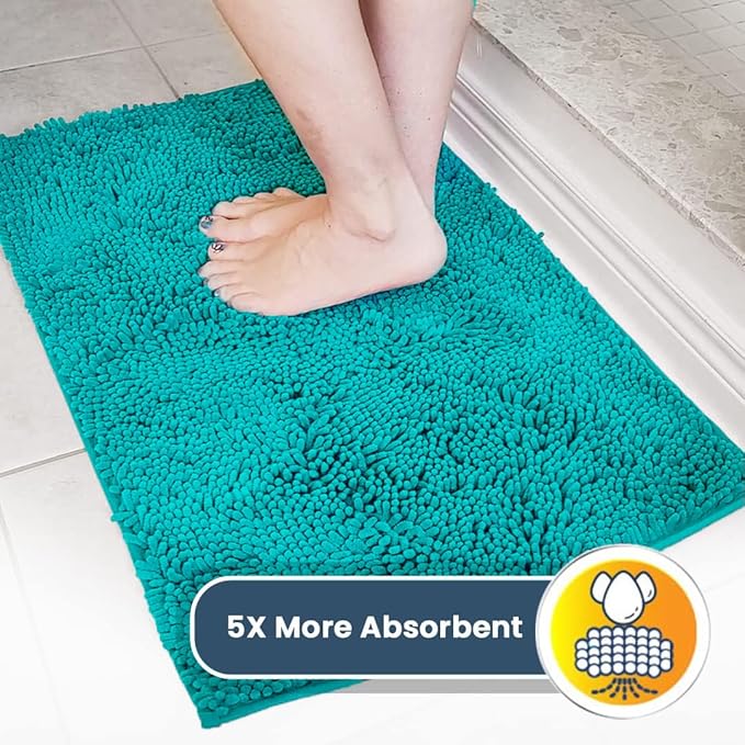 Muddy Mat® | Super Water Absorbent Door Mat Indoor, Microfiber Quick Dry Chenille Entryway Rug, Slip Resistant Front Door Mat, Indoor Mats for Entryway, Machine Washable Pet Rug, Teal 3ft x 4ft
