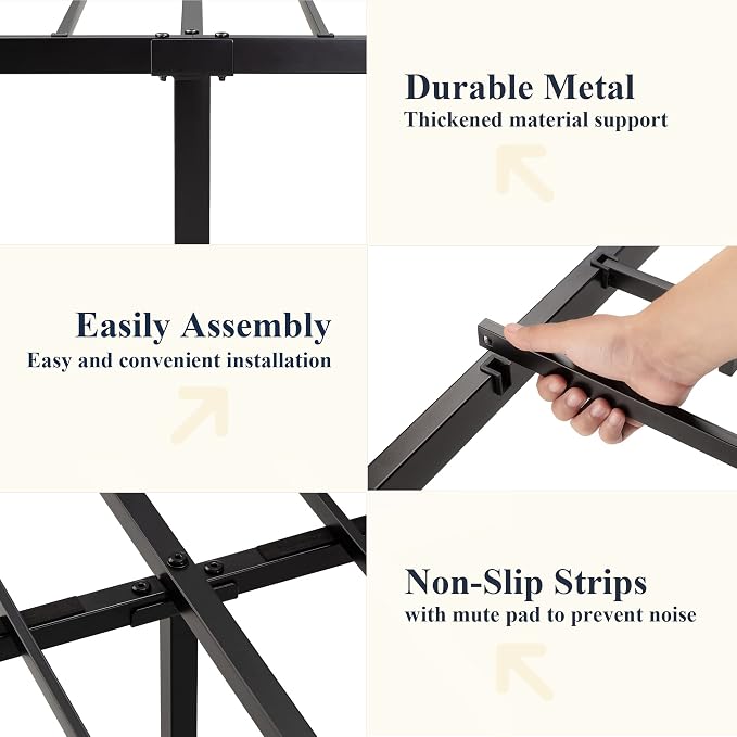 Allewie Full Metal Bed Frame with Victorian Iron-Art Headboard, Black | Victorian Style Wrought Iron-Art Headboard/Footboard, Easy Assembly, Under Bed Storage, No Box Spring Required