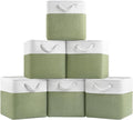 Patvingot 11-Inch Fabric Cube Storage Bins with Handles,6 Pack,Foldable | For cube shelves and closets,keeps grouped for everyday access,reinforced opening and fold-flat storage,white and green
