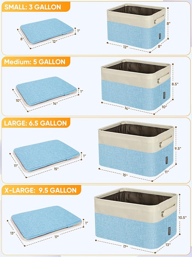 BALEINE 1 Pack Fabric Closet Storage Bins for Shelves, Linen Closet Organizers and Storage, Decorative Baskets for Organizing, Shelf, Clothes, Home, Office (Skyblue, 14''x10''x8.5'')