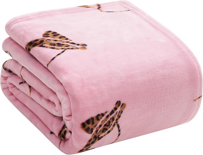 Baby Phat Oversized Plush Throw Blanket 60" x 70", Cheetah Tossed Logo Hot Pink
