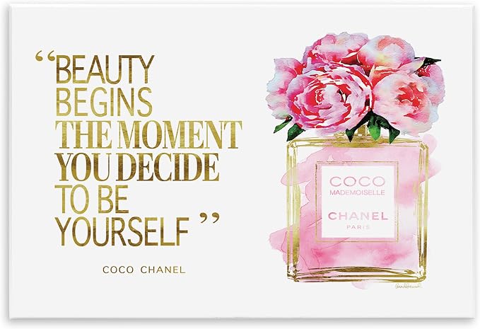 Stupell Industries 'Fashion Designer Perfume Gold Pink Watercolor Inspirational Word ', Wall Plaque Art, 19 x 13 Inches, Easy to Hang and Sturdy, Made in USA, by Amanda Greenwood | Stupell Industries | 19 x 13 Inches, Easy to Hang and Sturdy, Made in U...