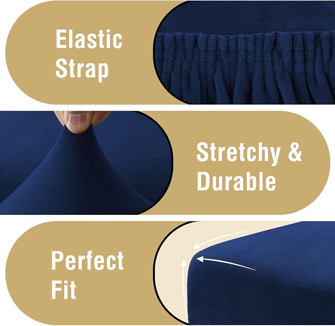H.VERSAILTEX Velvet Dining Chair Covers Stretch Chair Covers for Dining Room Set of 4 Parson Chair Slipcovers Chair Protectors Covers Dining, Soft Thick Solid Velvet Fabric Washable, Navy
