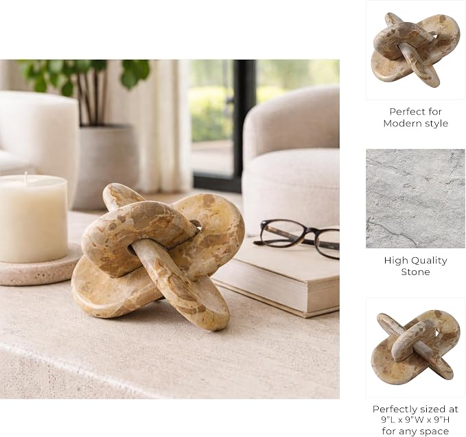 Sagebrook Home 9x9 Rounded Marble Knot, Light Leopard