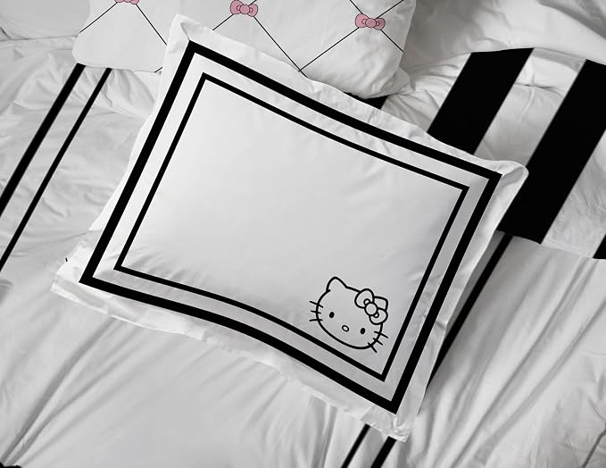 Sanrio Hello Kitty Twin Comforter Set 5 Piece Bedding for Girls, White | Bed in a Bag, Comforter Sheets Sham Pillowcase, Official Product, Soft Microfiber, Machine Washable, Easy Care, Girls Gift