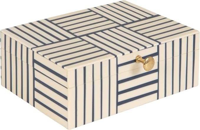 Bloomingville Midnight Blue & White Striped Resin Storage Box