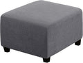 H.VERSAILTEX Square Ottoman Covers Ottoman Slipcovers Folding Storage Stool Furniture Protector Form Fit with Elastic Bottom, Stretch High Spandex Small Checks Jacquard Fabric(Medium,Grey)