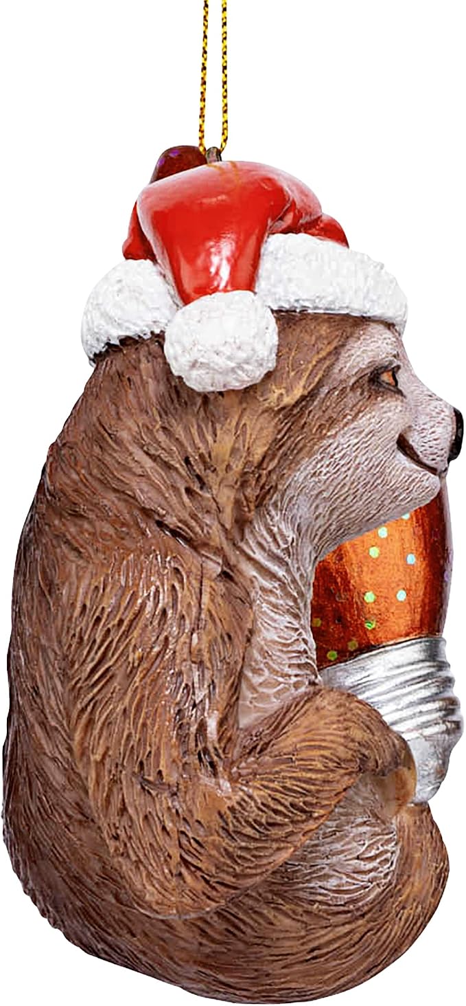 Santa's Holiday Season Sloth Christmas Ornament: Each
