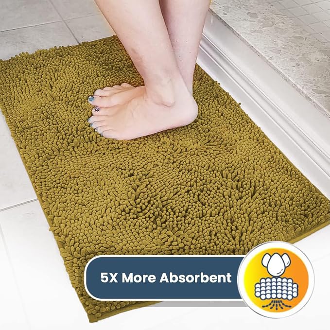 Muddy Mat® | Super Water Absorbent Door Mat Indoor, Microfiber Quick Dry Chenille Entryway Rug, Slip Resistant Front Door Mat, Indoor Mats for Entryway, Machine Washable Pet Rug, Mustard 6ft x 9ft
