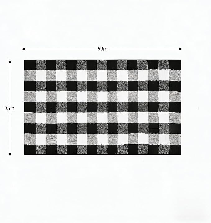 Buffalo Plaid Rug 3' x 5', Black and White Washable Farmhouse Checkered Rug, Non-Slip Indoor Outdoor Floor Mat for Living Room, Bedroom, Entryway, Kitchen, Laundry Room, Patio, Porch