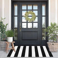 KaHouen Black and White Striped Rug (23.6 x 51.2 Inches), Striped Layering Mats, Handmade Woven Indoor Outdoor Doormats Striped Rug for Kitchen/Laundry/Bathroom/Living Room