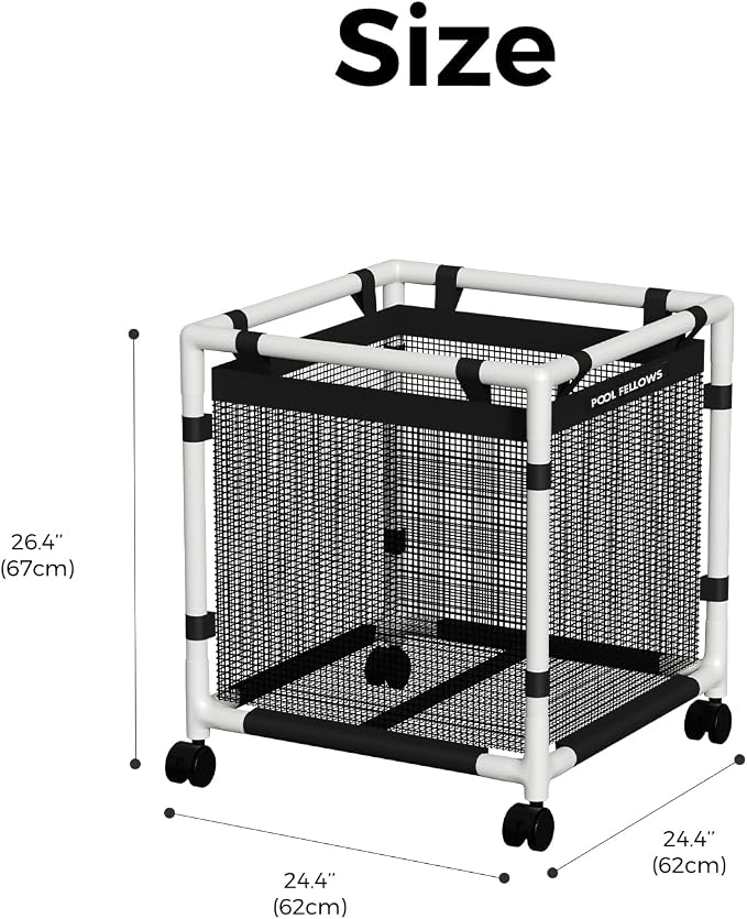 45-Gallon Pool Storage Bin for Swim Gear, Mini Style | UV & Tear-Resistant Textilene, Easy Setup, Pool Toys, Floats & Towels Organizer, Up to 110 lb, 6 Locking Wheels