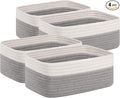 OIAHOMY 4 Pack Storage Baskets for Organizing, Small Bins for Shelves, Cute Decorative Storage Bins, Organizer Baskets for Gifts Empty, 13.8''Lx9.8''Wx5.5''H, Grey/White
