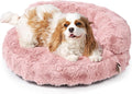 EHEYCIGA Soft Cat Couch Bed for Indoor Cats, Fluffy Small Dog Bed with Removable Washable Cover, Bolster Pet Sofa, Waterproof and Non-Slip, 23" x 23"x 7", Pink