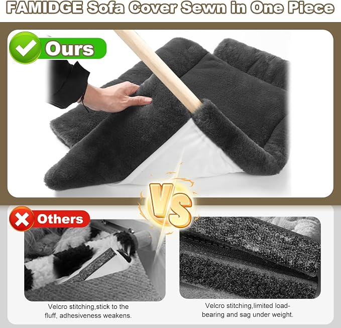 FAMIDGE Elevated Cat Couch Bed for Indoor Cats - Wooden Pet Sofa with Removable Washable Thick Cover Raised Kitty Lounge Chair Suitable for Puppy or Small Animals(Cat Sofa Grey)